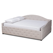 Baxton Studio Becker Modern and Contemporary Transitional Beige Fabric Upholstered Queen Size Daybed